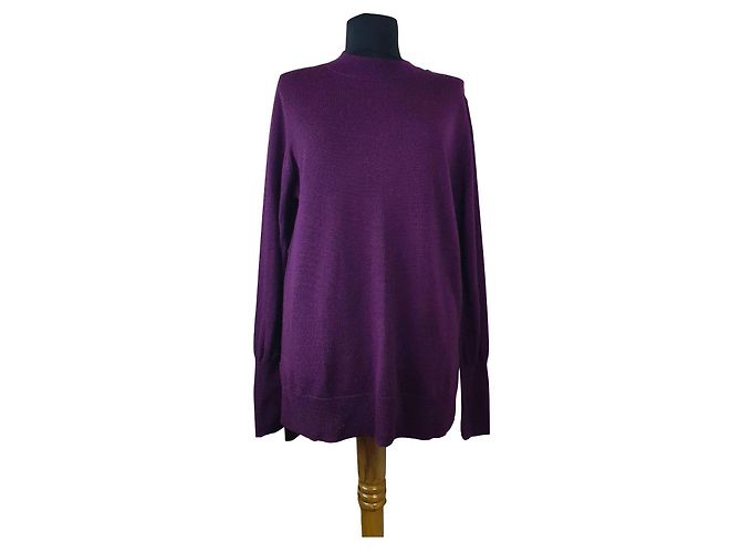 Badgley Mischka Pullover aus violetter Merinowolle Dunkelviolett