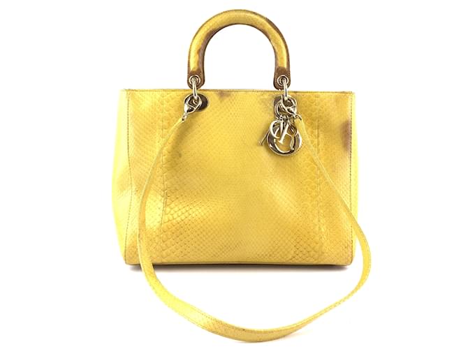 Dior Handtasche in Gelb aus Pythonleder 