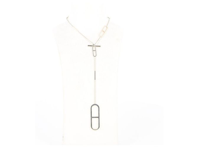 Hermès Hermes Halskette aus Sterlingsilber Anthrazitgrau