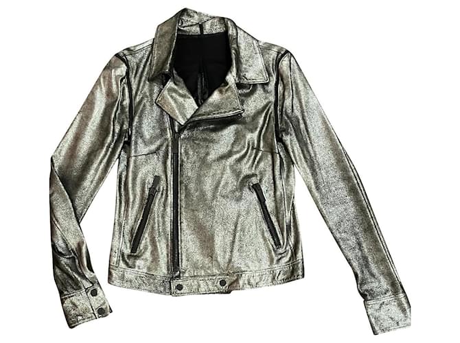 Karl Lagerfeld Biker jackets Silvery Leather  ref.398285