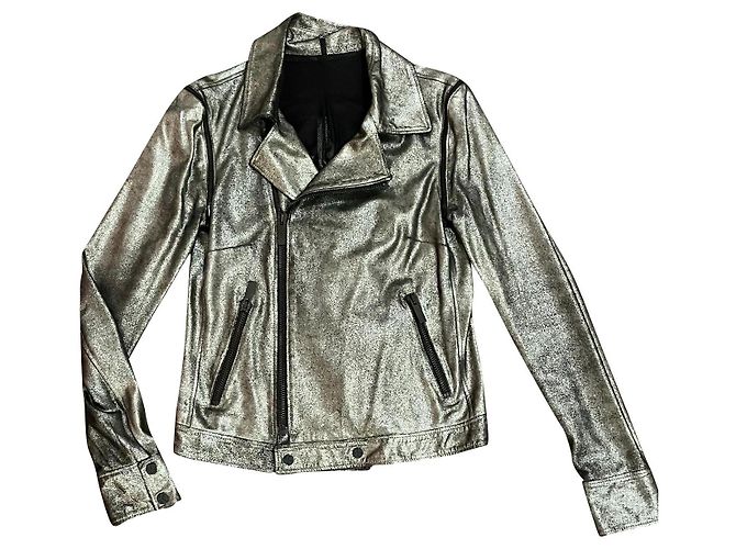 Karl Lagerfeld Lederjacke Perfecto in Silber