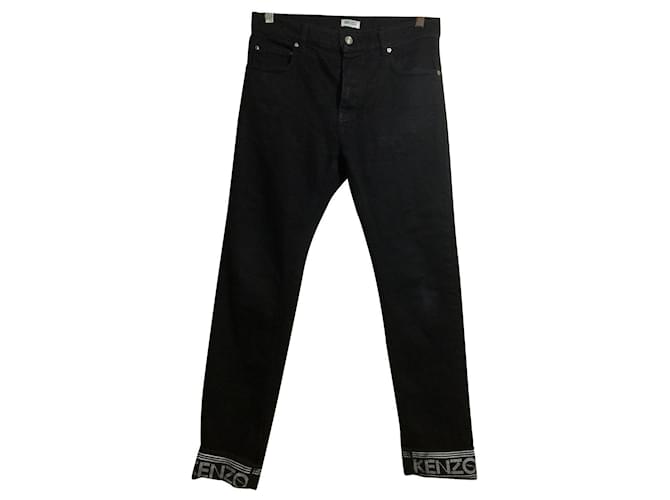 Kenzo jeans with black and white branded turnup Denim  ref.398286