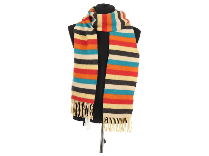 Mads Norgaard Striped Multicolour Wool Scarf Multiple colors