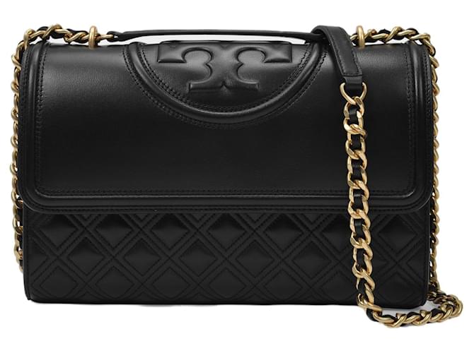 Tory Burch Fleming Convertible Shoulder Bag in Black Leather  ref.398401