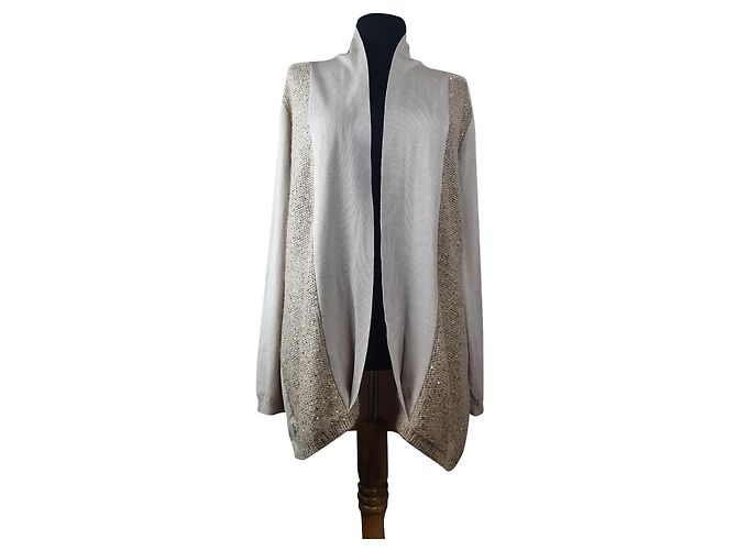 Autre Marque Timo Strickjacke Beige Mohair und Pailletten Größe S
