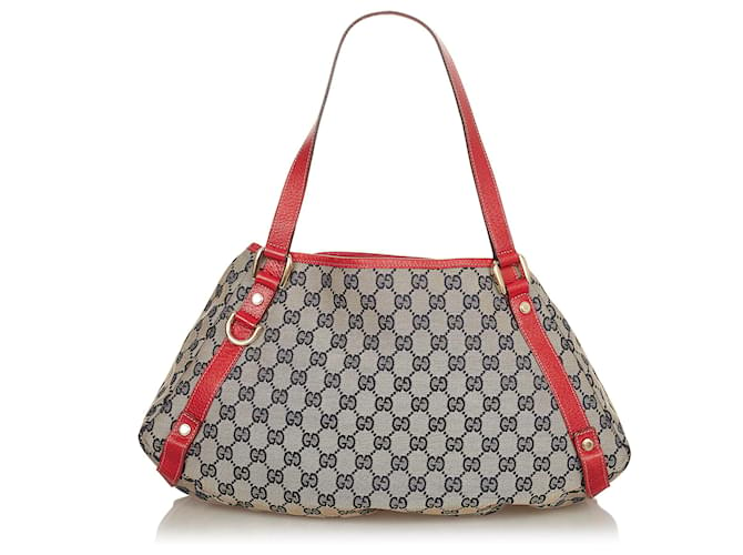 Gucci Red/Beige GG Canvas and Leather Flat Pouch Gucci