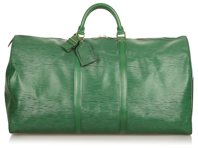 Louis Vuitton Green Epi Keepall 60 Verde Couro  ref.398594