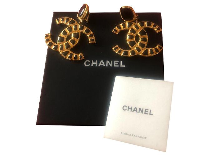 Coco Crush Chanel Il grosso logo bianco e oro cc Nero D'oro Resina