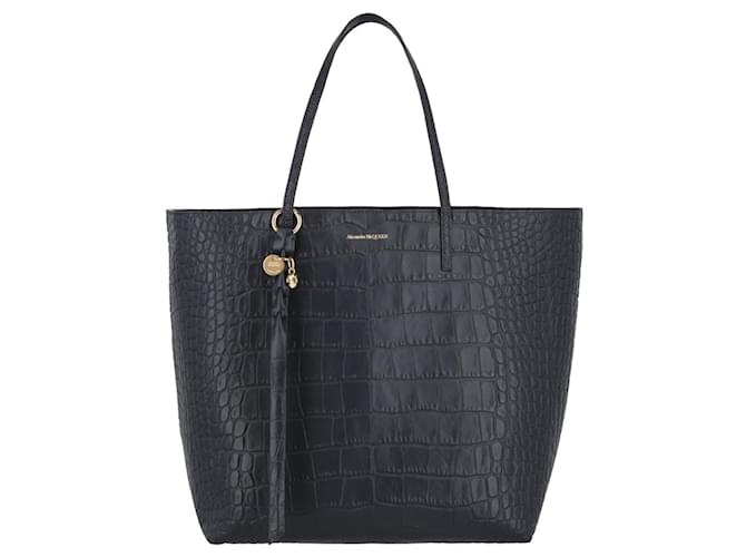 Alexander McQueen Skull Leather Tote Blue Pony-style calfskin  ref.398775