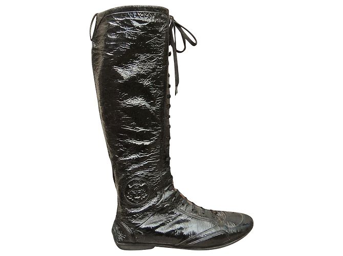Bally Lackleder Stiefel schwarz Größe 39