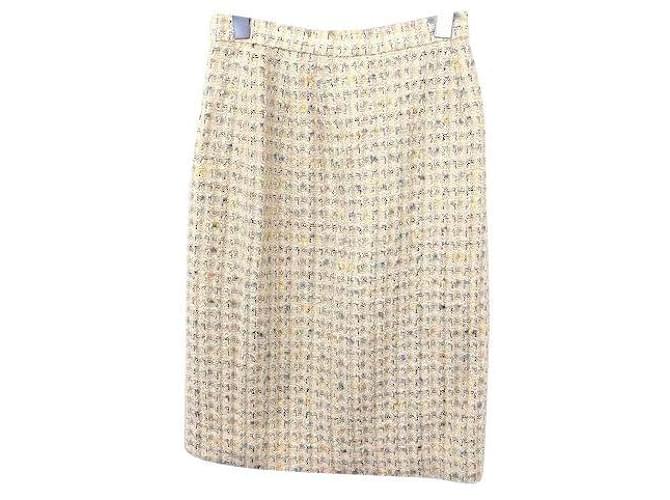[Used] Paco Rabanne skirt tweed under the knee lame mixed slit 66-92 yellow yellow / FT13 Ladies Rayon Acrylic  ref.399130