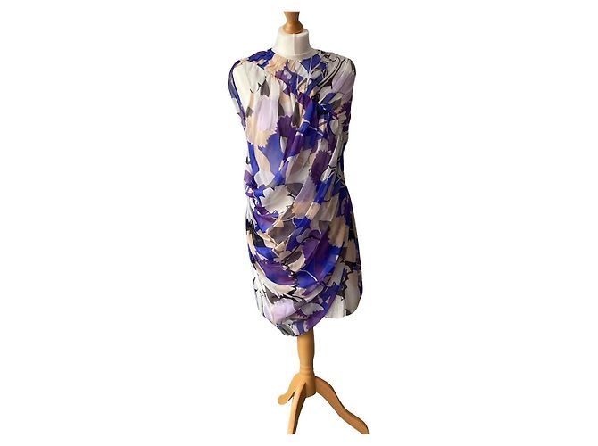 Diane Von Furstenberg Vestido de seda Aurella asimétrico drapeado de DvF Multicolor
