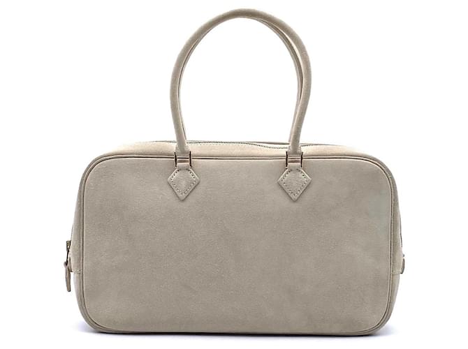 Hermès Plume mini bag in beige suede  White Cream  ref.399188