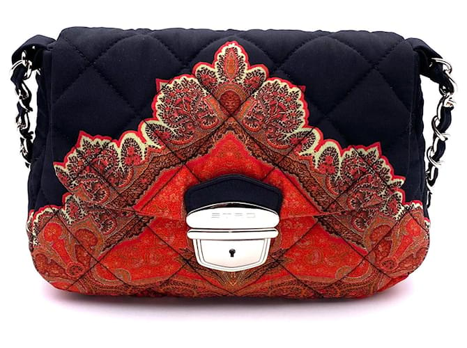 Etro Paisley shoulder bag in black and red quilt Polyester ref.399320 -  Joli Closet