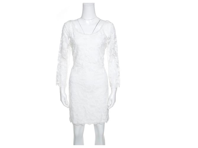 Diane Von Furstenberg DVF white Zarita Scoop lace dress  ref.399382