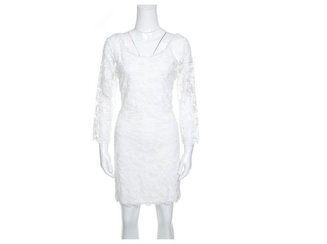 Diane Von Furstenberg DVF vestido branco de renda Zarita Scoop