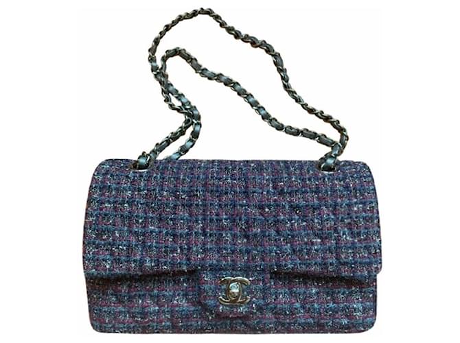 Sac Chanel Timeless Classique Medium Tweed Multicolore Bijouterie argentée  ref.399923