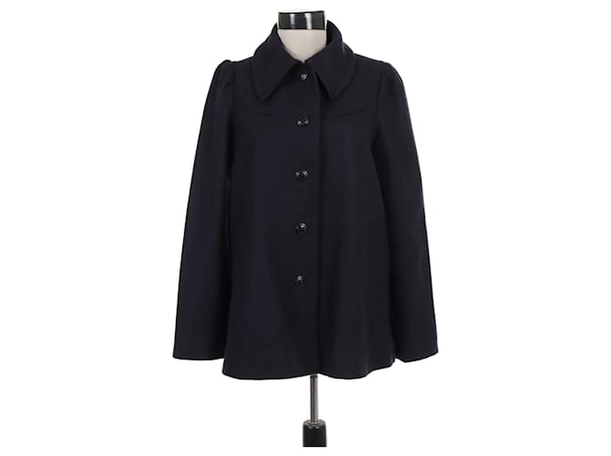 Apc Coats, Outerwear Navy blue Cashmere Wool Polyamide  ref.399933