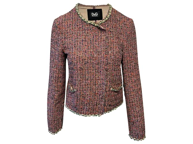 Veste de Soirée Dolce & Gabbana en Tweed Rose Coton  ref.399948