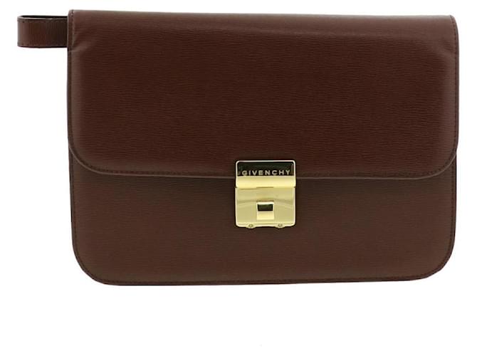 [Used] GIVENCHY Vintage Clutch Bag Second Bag Brown Pony-style calfskin  ref.399993