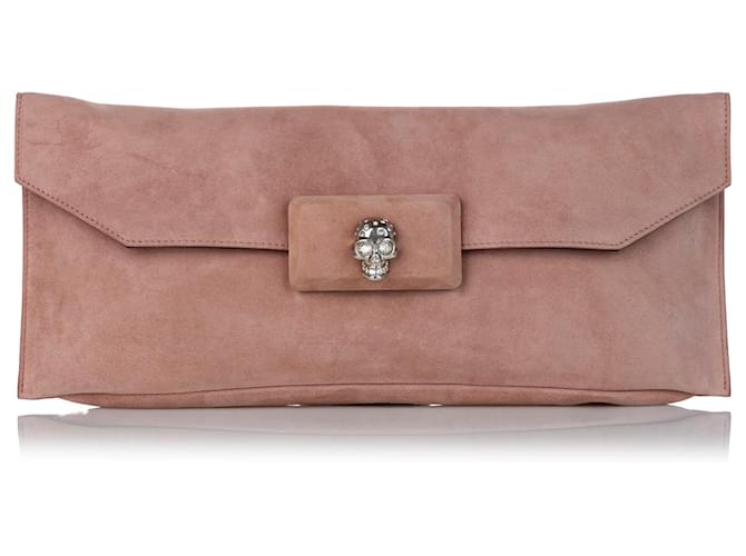 Bolso de mano de cuero con candado de calavera rosa de Alexander McQueen Becerro  ref.400115
