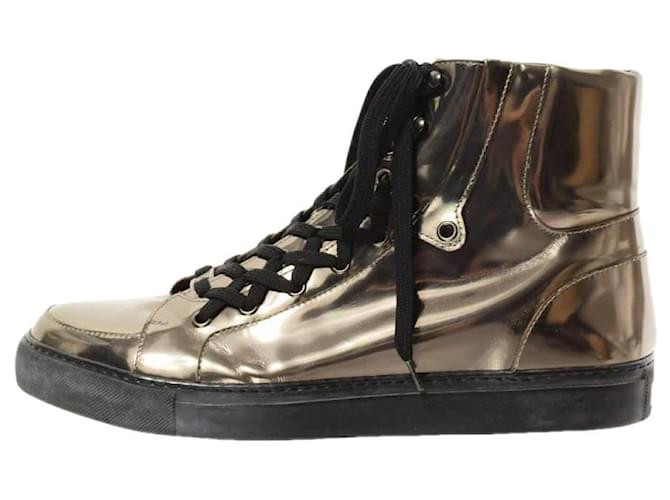 [Gebraucht] Givenchy Sneakers GIVENCHY High Cut Sneakers aus Lack mit mehreren Ösen 42 Bronze- Lackleder  ref.400205
