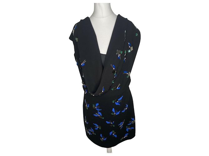 Diane Von Furstenberg Abito DvF Giulia con scollo ad anello decorato Nero Argento Blu Verde