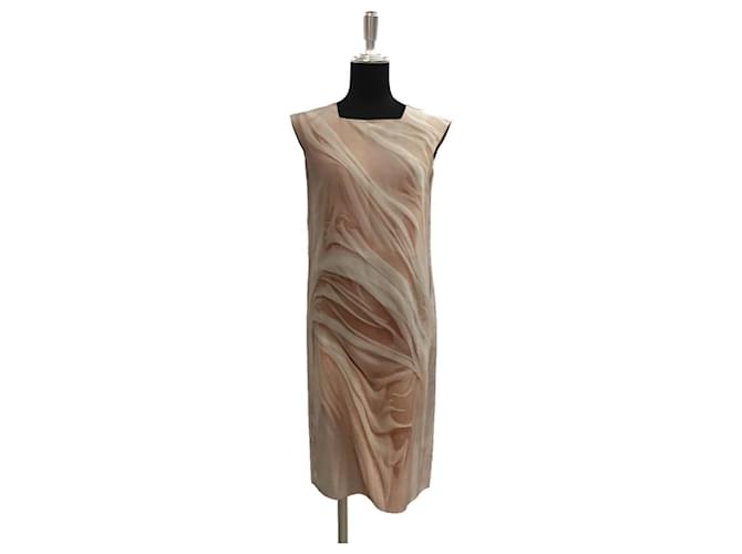[Used] Maison Martin Margiela Print Silk Sleeveless Dress MM1 16SS S31ct0917 Ladies SIZE M Beige  ref.400308