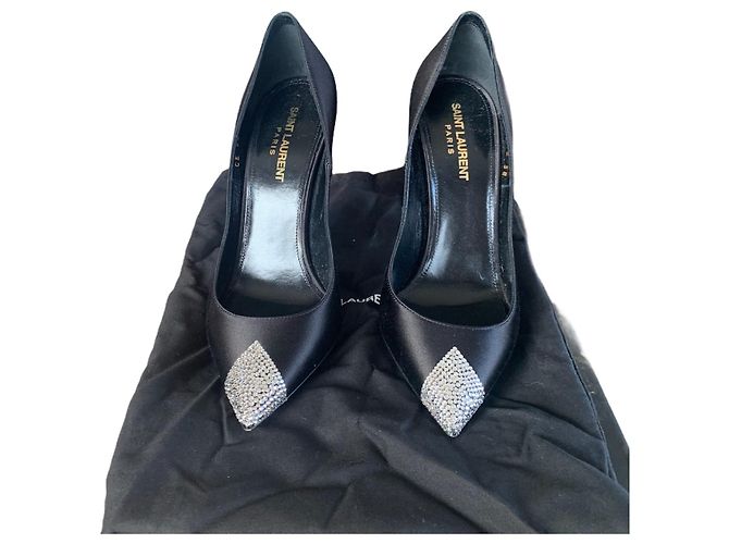 Saint Laurent Black Satin Heels Size 38
