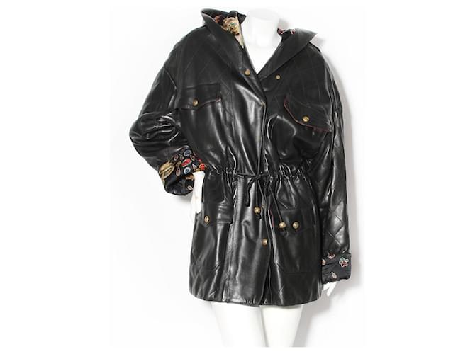 Chanel SUPER Rare Black Quilted Parka Jacket Leather  ref.400412