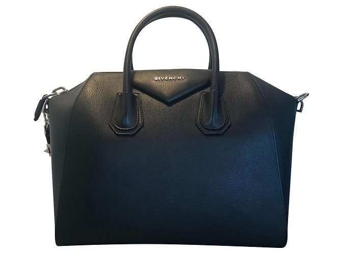 Givenchy Antigona Handtasche aus schwarzem Leder Silber Hardware