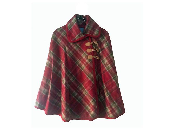 ESCADA PLAID WOOL CAPE Multicor