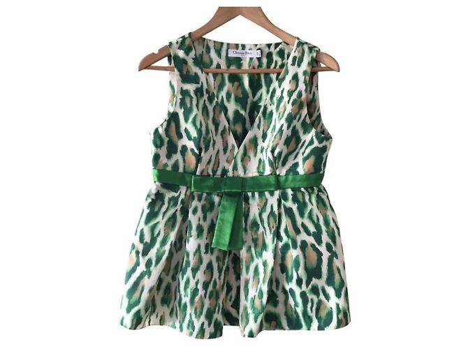 Christian Dior Top de seda animal estampado dior Multicor