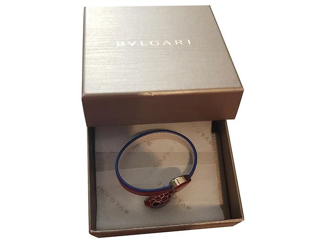 Autre Marque Pulsera Bvlgari Serpenti Forever de cuero roja