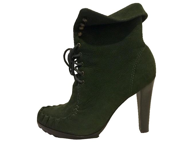 Diane Von Furstenberg DvF Jameson Nubuk-Schnürstiefelette Khaki