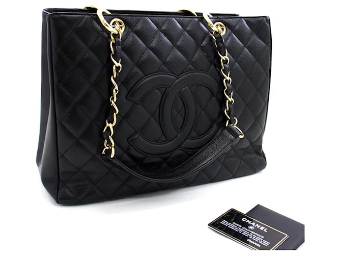 CHANEL Caviar GST 13 Grand Shopping Tote Chain Shoulder Bag Black Leather  ref.400986 - Joli Closet