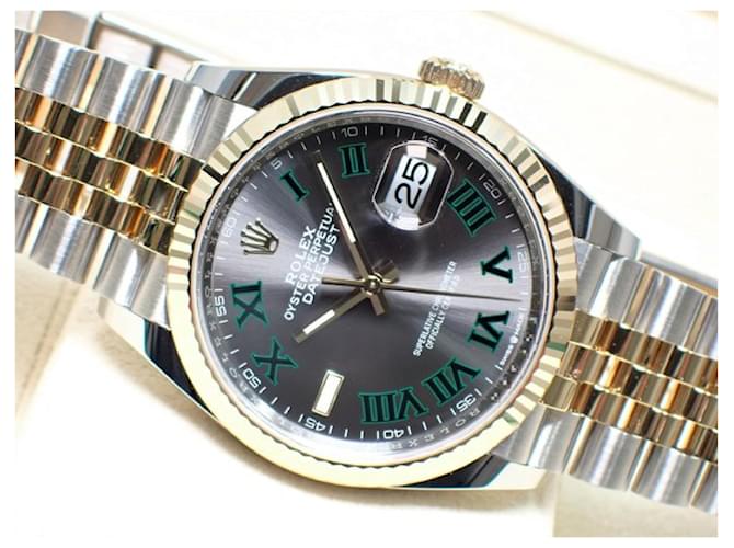 Rolex Datejust36 combinazione SS & YG grigio verde romano inutilizzato Mens Acciaio  ref.401000