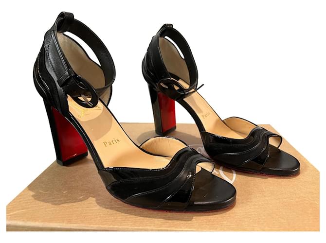 Christian Louboutin Degratissimo 85 Suede Cuir Cuir vernis Noir  ref.401067