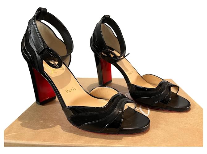 Christian Louboutin Degratissimo 85 Black Suede Leather Patent leather  ref.401067