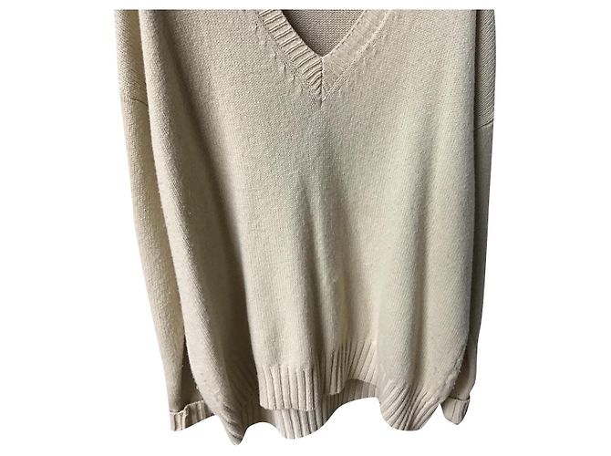 Isabel Marant Etoile Maglione in lana beige con scollo a V