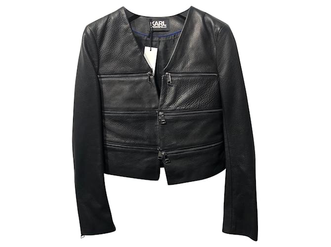 Karl Lagerfeld Biker jackets Black Leather  ref.401086