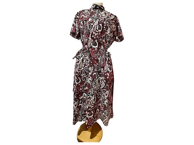 Vestido Kenzo de algodón negro blanco burdeos