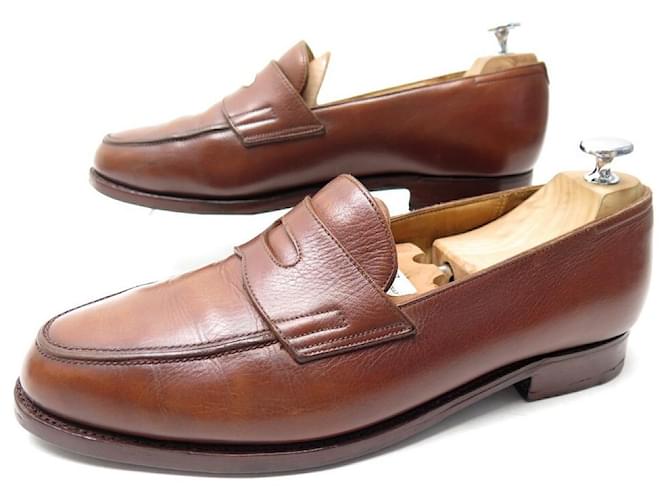 JOHN LOBB LOPEZ LOAFERS 9.5EE 43.5 LARGE BROWN LEATHER SHOES ref