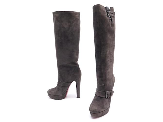 SHOES CHRISTIAN LOUBOUTIN BOOTS 40.5 BROWN SUEDE SUEDE BOOTS SHOES  ref.401296