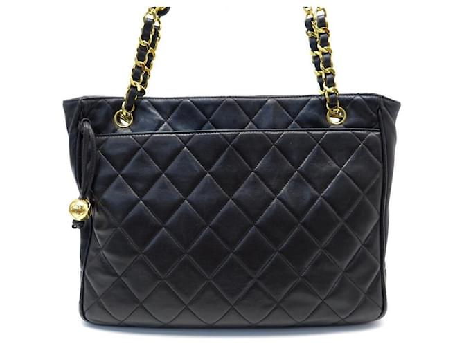 CHANEL SHOPPING TOTE BAG BLACK QUILTED LEATHER HAND TOTE BAG ref