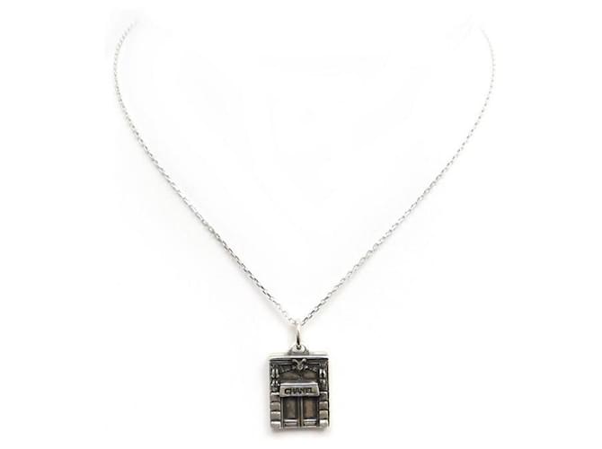 CHANEL BOUTIQUE RUE CAMBON CHARM PENDANT + SILVER NECKLACE CHAIN 925 NECKLACE Silvery Metal  ref.401335