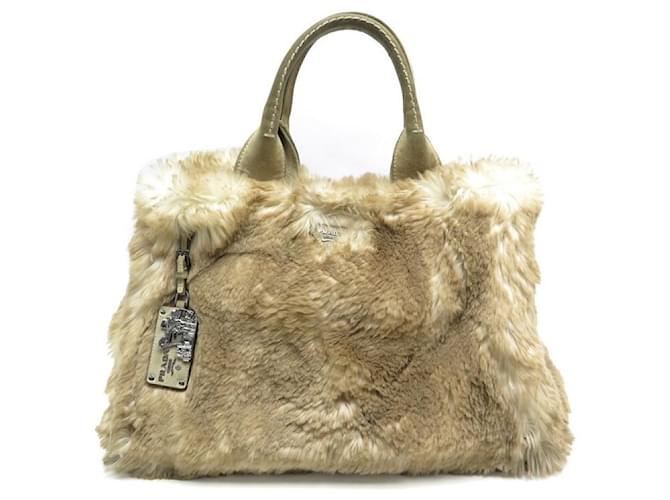 Etiquette BOLSA PRADA BN1918 SACO DE COELHO ECO COMPRAS SINTÉTICAS DE PELE Bege  ref.401365