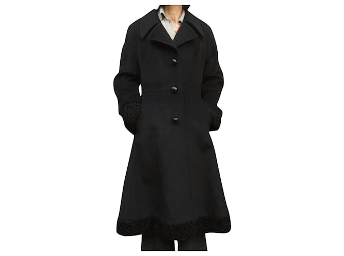 Autre Marque cappotto vintage anni settanta taglia XL Nero Lana  ref.401409