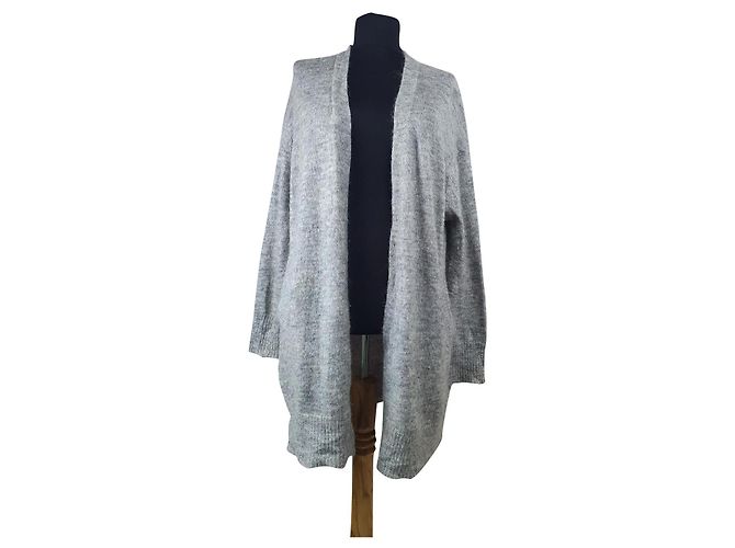 Autre Marque Strickjacke aus Wolle und Mohair sandgrau
