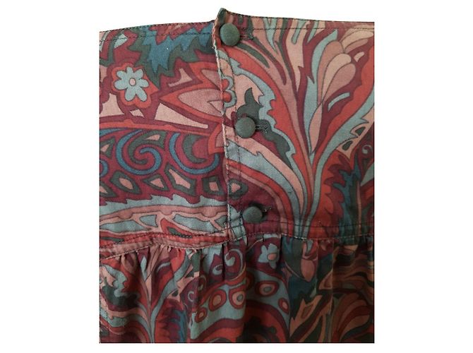 Vestido corto Comptoir Des Cotonniers de algodón con estampado paisley burdeos
